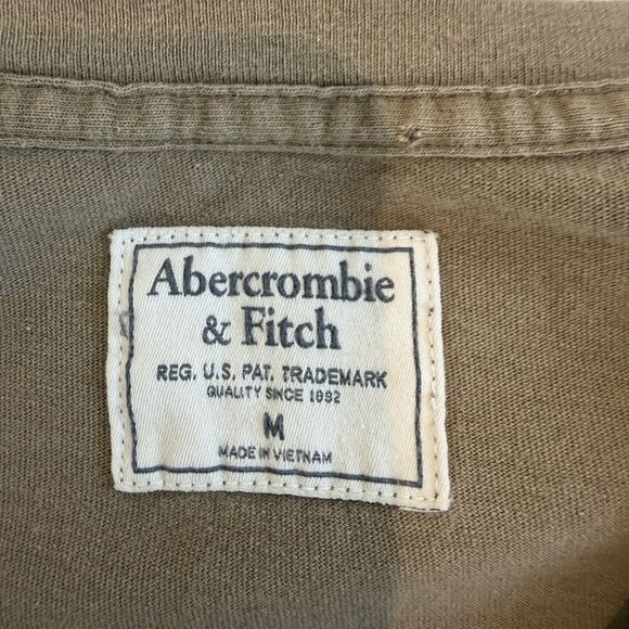 Abercrombie & Fitch Shirt Men’s Medium Green A&F 92 Long Sleeve Spellout Preppy - Picture 6 of 10
